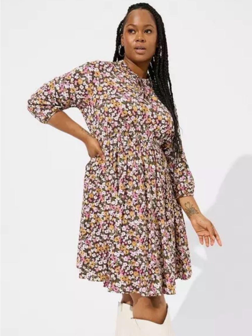 Torrid Mini Stretch Challis Front Keyhole Dress